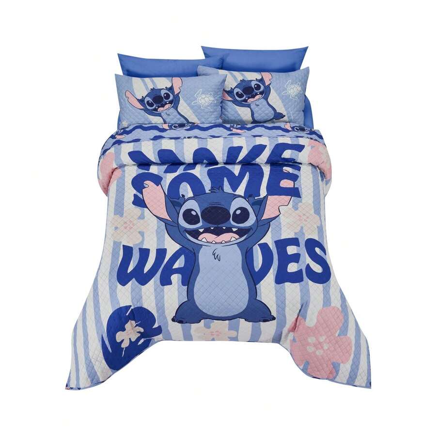 PROVIDENCIA Disney Stitch Waves Double Quilt - Royal Blue - View 1