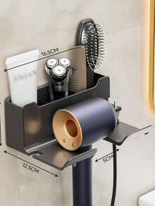 Wall-Mounted Hair Dryer Holder & Storage Rack, Hands-Free Hair Dryer Hanger, Bathroom Hair Dryer Organizer - Multicolor - View 13