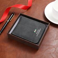 CarrKen 1pc New Vintage Stylish Multi-Function Zipper Wallet, Contrast Color Card Holder For Young Men And Students For Men Money Wallet Mini Wallet Purse Wallet Men Wallet Leather Small Wallet Travel Essential - Black - View 7