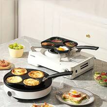 1个方形不粘煎锅，4孔煎锅，现代简约多功能不粘煎蛋锅，铁板煎锅，早餐煎蛋器，不粘烤盘，迷你锅，礼品锅，适用于煎蛋、煎饼和汉堡，理想的早餐煎锅 - 彩色 - 查看 4