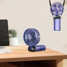 Portable Handheld Electric Fan, Battery Powered, With Stand, 8 Hours Runtime, Digital Display, 5 Speed Levels, 90° Adjustable, Rechargeable Mini Fan For Indoor & Outdoor Use - Multicolor - View 16