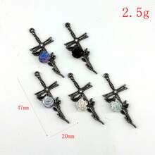 1件十字架钉玫瑰吊坠耳环项链配饰，节日礼物 - 銀色十字架 - 查看 7