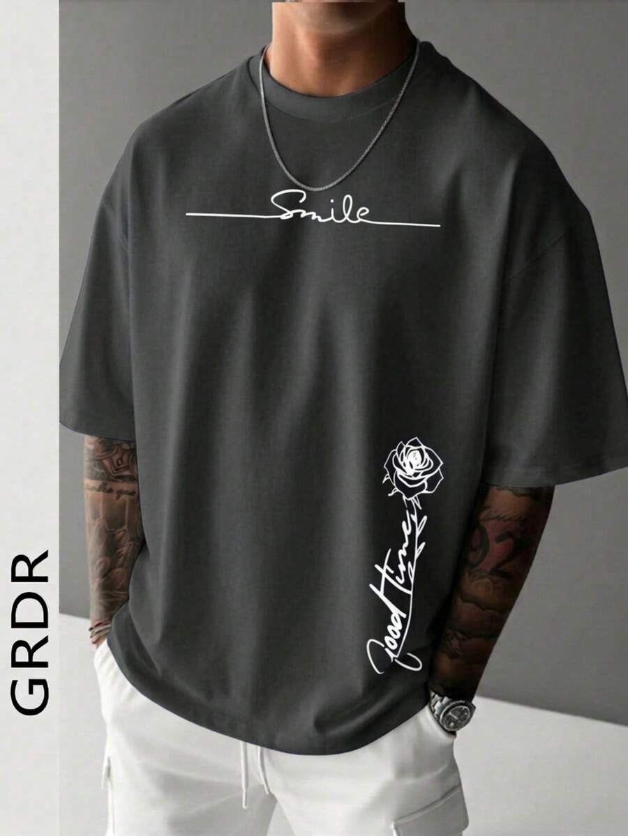 GRDR Men's Fashionable Printed Short Sleeve T-Shirt, Suitable For Daily Commute And Work Outfit