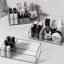 7格加深透明化妆品收纳盒，适用于梳妆台和浴室柜，可收纳口红、化妆刷、护肤品等。 - 彩色 - 查看 6