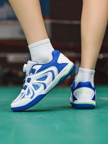 Giày cầu lông unisex, giày thể thao chuyên nghiệp chống trượt, chống mài mòn, thoáng khí, nhẹ, thích hợp cho tập luyện. - Xanh và trắng - Xem 3