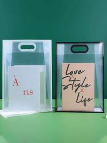 5个/1个透明PVC礼品袋，简约手提袋，包装袋，包装盒，手提包袋，化妆品收纳袋，生日礼物袋，婚礼礼物袋，返校季塑料防水礼品袋，情人节礼物袋，婴儿派对礼物袋 - 查看 9