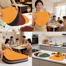 4件套黑色仿皮餐垫，耐磨可水洗，防滑耐热，易于清洁 - 彩色 - 查看 2