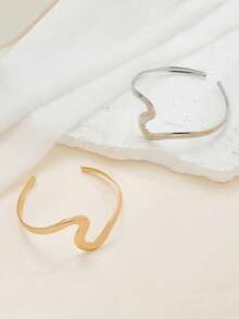 Open Geometric Design Bracelet, Fashionable Bangle Suitable For Women's Daily Wear And Vacation - Multicolor - View 3