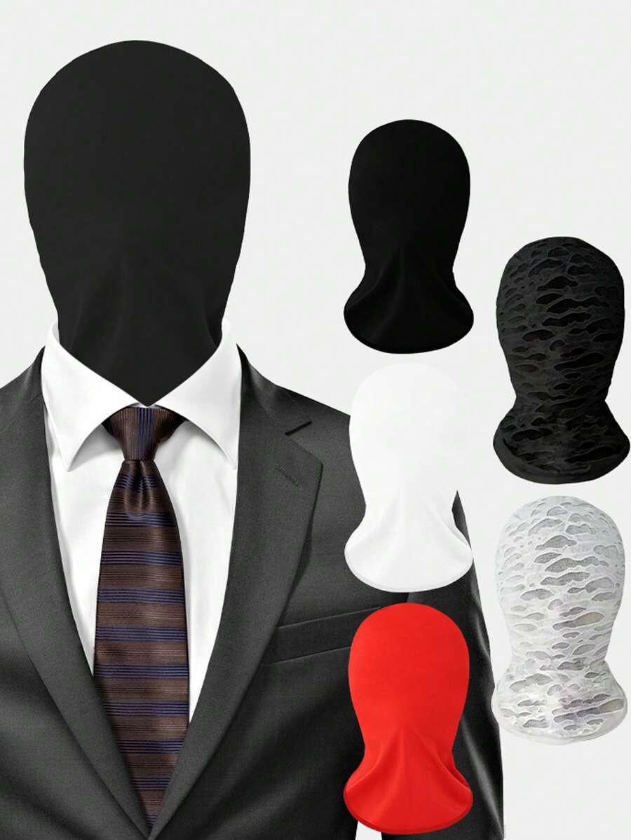 1顶男士透气全脸拉瓦帽（未打孔），男女通用趣味连帽帽，派对角色扮演恶作剧冰丝头饰