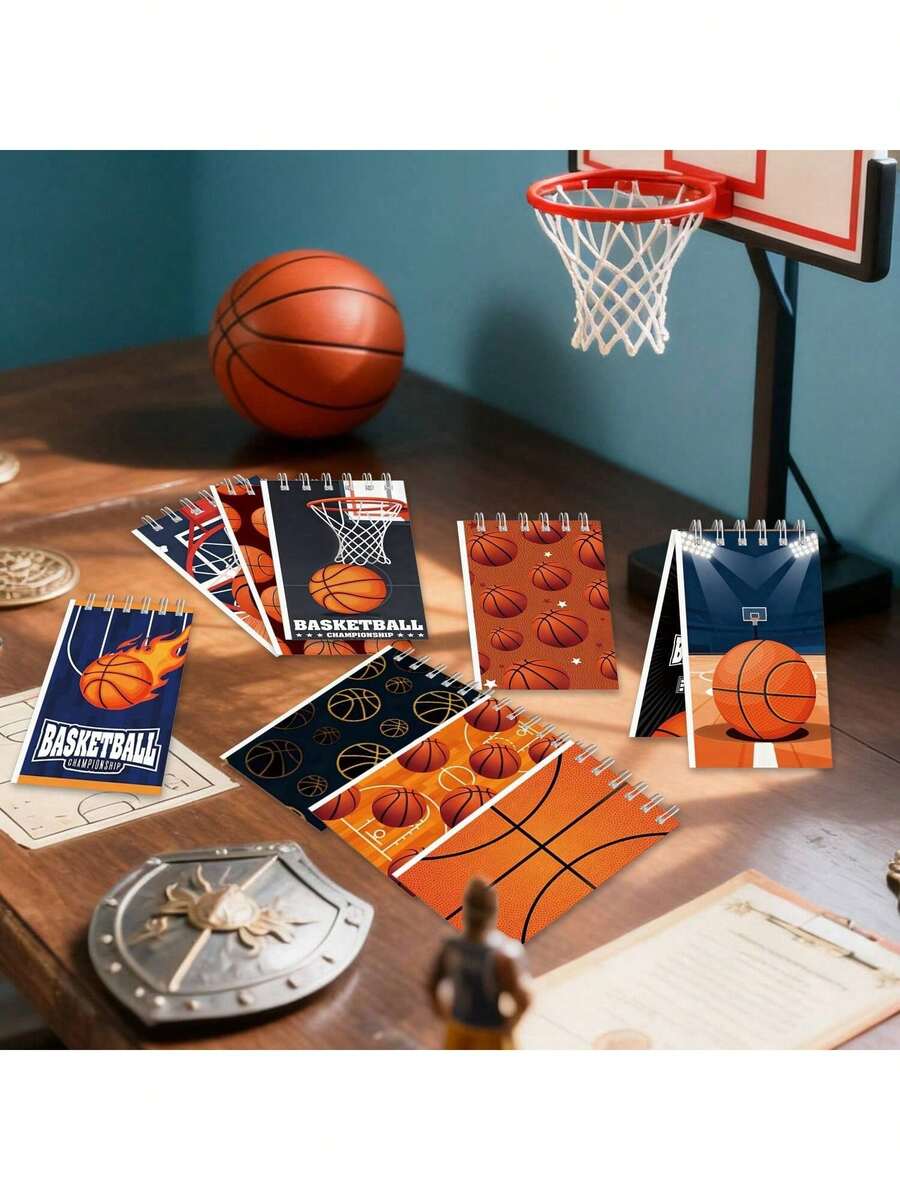 12pcs Football Spiral Notebooks, Student Notebooks, Memo Pads, Spiral Notebooks, Sketchbooks, Memo Books, School Supplies, Student Prizes, Party Notebooks, Back To School Stationery, Christmas Notebooks - Multicolor - View 1