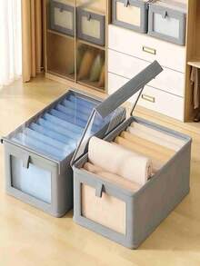 Cajas de almacenamiento de armario de tela, almacenamiento clasificado, a prueba de polvo y humedad, optimización del espacio, diseño plegable, resistente y duradero. Adecuado para decoración del hogar, armario del dormitorio, debajo de la cama, gabinete de almacenamiento, alquiler, sala de estar y estudio. Cestas de almacenamiento, almacenamiento de ropa, cajas de almacenamiento, contenedores de almacenamiento. - gris - Ver 4