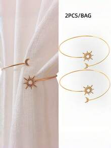 Bộ 2 kẹp rèm trang trí hình mặt trời và mặt trăng mạ vàng tối giản có thể điều chỉnh kích thước (1 chiếc cho một kích thước) - Vàng - Xem 14
