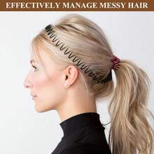 3pcs Full Circular Elastic Headband Plastic Circular Hair Comb Headband Holder Suitable For Women And Girls - Black - View 6
