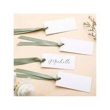 ‌50-Pack Sage Green Place Cards, 1.57x3.54 Inch Elegant Name Tags With Satin Ribbon, Versatile Seating Cards For Weddings, Banquets, Corporate Events, Holiday Parties, Premium Table Decor Essentials, Perfect For Formal Dining And Special Occasions.‌ - Cây xô thơm xanh - Xem 1