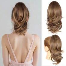 European And American Style Long Curly Wig, Big Wave Clip-On Short Ponytail, Fluffy Natural Synthetic Ponytail Braid, Fashion Hair Clip, Elegant Hair Accessory, Casual Hair Clip For Women,Summer,Holiday,Travel - Multicolor - View 7