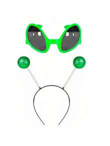 2件套男女通用外星人头箍和眼镜，外星人彩虹时尚眼镜，天线头箍，化妆派对角色扮演配饰，适合角色扮演、万圣节搭配和节日派对用品 - 查看 6