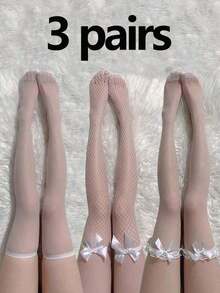 1 Pair Heart Thigh High Socks, Solid Color Ultra-Suspender Over--Knee Socks Women, Suitable Valentine's Day, Couple Dates, Holiday Parties - 黑色的 - 查看 9