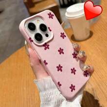 1pc Heart & Flower Pattern Litchi Texture Shockproof TPU Phone Case, Suitable As Holiday Gift For Men And Women, Compatible With Apple XS/XS Max/XR/11/12/13/14/15/16/17 Pro/Pro Max/14/15/16/17 Plus - Multicolor - View 1