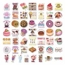 50pcs Stickers Featuring Cartoon Dessert Doodles - Waterproof Vinyl, Suitable For Laptops, Water Bottles, Notebooks, Suitcases, Etc. - Cute Cartoon DIY Scrapbook Gift Scrapbook Supplies Stationery Funny Stickers Kindle - A - View 9