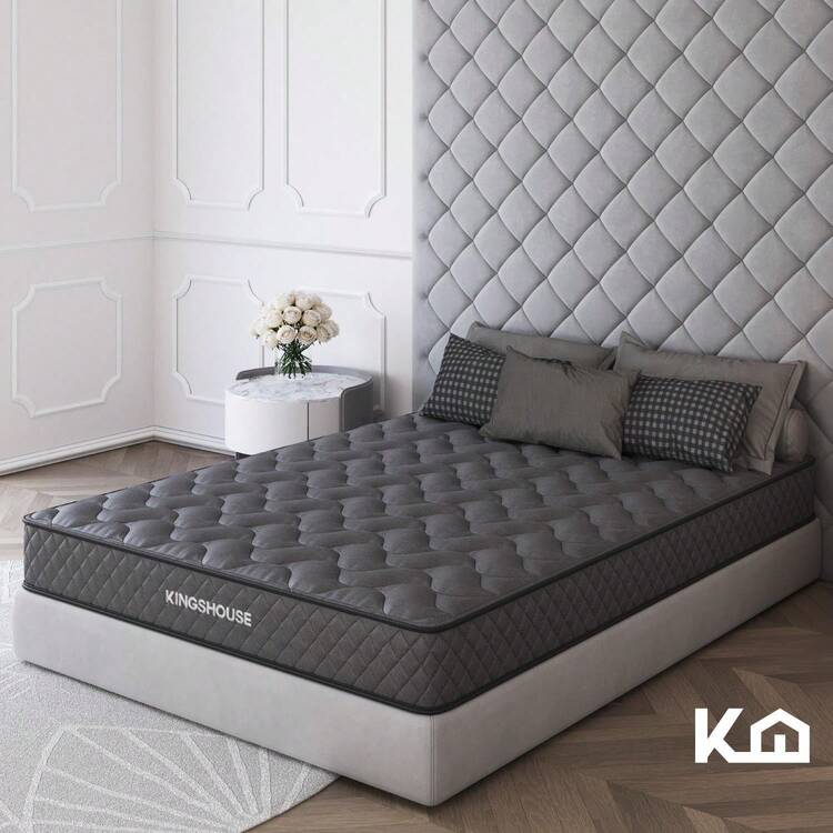 Kingshouse |   Colchón en Caja Individual Color Gris - Espuma de Alta Densidad - 190x100x15 cm - Antiácaros e Hipoalergénico - Memory Foam, Adaptable y Suave - Firmeza Justa - Blanco - Añade 10