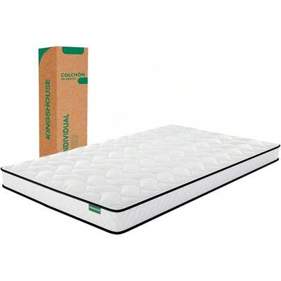 Kingshouse |   Colchón en Caja Individual Color Gris - Espuma de Alta Densidad - 190x100x15 cm - Antiácaros e Hipoalergénico - Memory Foam, Adaptable y Suave - Firmeza Justa
