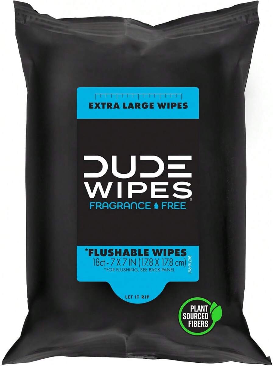 DUDE Wipes On-The-Go Unscented Travel Wipes - 30 Count (Individually Wrapped) - Extra-Large Adult Flushable Wipes For Sensitive Skin - Infused With Vitamin E And Aloe - Septic And Sewer - 無香型 - 查看 1