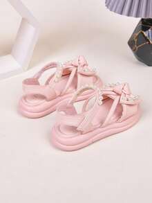 儿童平底凉鞋，舒适日常穿着 - 粉色 - 查看 2