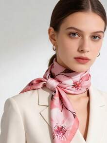 一款以春夏山茶花为主题的方巾，适合日常佩戴。 - 彩色 - 查看 3