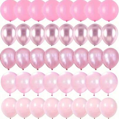 50pcs Pink Balloon Set - Pink, Pearl Pink, Macaron Pink And Various Soft Pink Tones, Suitable For Decorating Backdrops And Preparing Gifts For Girls, Girls' Birthdays, Weddings, Christenings, Princess Parties And Celebrations