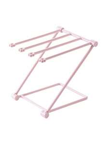 1pc Pink Plastic 4-Tier Foldable Hair Accessory Organizer, Multi-Functional Desktop Display Rack For Storing Hair Ties, Foldable & Versatile Placement - Multicolor - View 8