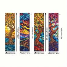 Set de 4 piezas Marcapáginas de Pintura de Diamantes DIY - Diseño de Árbol de las Cuatro Estaciones, Decoración de Mosaico Multicolor - Ver 2
