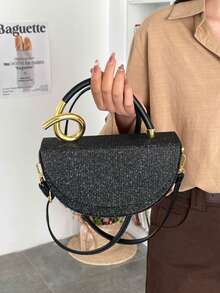 Túi xách nữ thời trang màu trơn, kiểu dáng casual, đa năng, thích hợp đi làm hàng ngày, dự tiệc, hẹn hò, mua sắm, túi xách công sở cao cấp. - màu đen - Xem 3