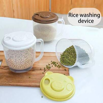 1pc Plastic Rice Washing Bowl With Filter, Plastic Strainer Basket, Food Filter, Clear Small Grains, Rice Cleaning Tool, Rice Washing Filter Bowl, Kitchen Colander, Drainage Basket, Tapioca Filter, Rice Sieve, Rice Washing Basket, Rice Washing Bowl, Kitchen Accessories, Kitchen Utensils, Essential Cleaning Tool For Home, Kitchen, Dorm Use, Suitable For Sifting, Filtering, Cooking Noodles, Brewing Tea, Rinsing Rice And Vegetables