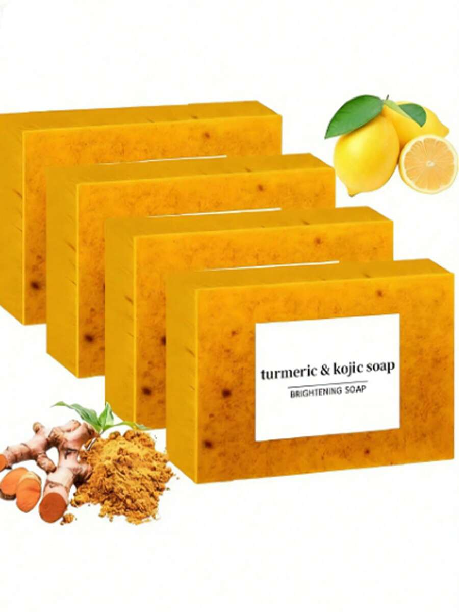 1/3/5 Turmeric Vitamin C Kojic Acid Brightening Cleansing Bar, Deeply Cleanses Skin, Brightens Complexion, Smoothens Texture, And Enhances Hydration, Bidding Farewell To Dullness And Roughness To Reveal Radiant Glow. Suitable For Bathing, This Handmade Soap Contains Natural Turmeric Root Extract, Providing Deep Cleansing While Moisturizing And Nourishing The Skin. - Multicolor - View 1