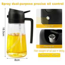 1/2个装厨房喷油瓶，二合一橄榄油喷雾器和油壶，适用于烹饪、厨房、烧烤、沙拉、烘焙，容量470毫升/15.8盎司 - 查看 8