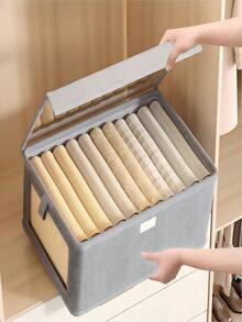 Cajas de almacenamiento de armario de tela, almacenamiento clasificado, a prueba de polvo y humedad, optimización del espacio, diseño plegable, resistente y duradero. Adecuado para decoración del hogar, armario del dormitorio, debajo de la cama, gabinete de almacenamiento, alquiler, sala de estar y estudio. Cestas de almacenamiento, almacenamiento de ropa, cajas de almacenamiento, contenedores de almacenamiento. - gris - Ver 5