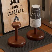 1个胡桃木和黄铜纸杯架，木制一次性纸杯分配器，咖啡/茶杯收纳架 - A - 查看 5