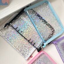 A5激光星形环马卡龙金属拉链套，贴纸簿，粉丝活动，活页夹，贴纸簿活页夹，补充装，1/2/4格袋，DIY收藏册套装，学习用品，返校贴纸簿贴纸 - 彩色 - 查看 11