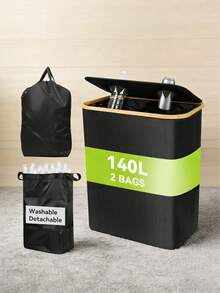 1pc 100L Large Capacity Indoor Recycling Bin With 2 Inner Bags, Suitable For Garbage, Laundry, Kitchen, Bedroom, Office, For Clothes, Bottles, Excellent Holiday Gift, Detachable & Foldable Design For Easy Sorting - Multicolor - View 4