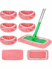 1/3/5Pcs Reusable Microfiber Mop Pads Compatible With Sweeper, Dry And Wet Dual-Purpose Flat Mop Covers, Washable Pads For Surface/Hardwood Floor Cleaning (Mop Not Included) - Multicolor - View 1
