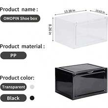 Caja De Almacenamiento De Zapatos XL Lateral Abatible Paquete De 8 Contenedores Exhibición De Zapatillas De Plástico Transparente Apilable - PAQUETE DE 8 NEGROS - Ver 6