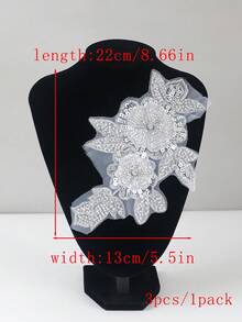 全新串珠、水晶、水钻刺绣贴花补丁，适用于服装、婚纱装饰、DIY 工艺用品，长度：22 厘米，宽度：14 厘米 - 多色 - 查看 55