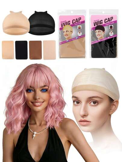 2pcs The Hairnet For Wigs Is Made Of Soft And Elastic Nylon Fabric, Which Ensures All-Day Comfort And Breathability. It Not Only Prevents Discomfort On The Scalp But Also Securely Fixes The Wig In The Proper Position. This Product Is Equipped With Elastic Edge Bands, Which Can Achieve A Tight And Non-Slip Fitting Effect And Perfectly Adapt To Most Head Sizes.