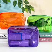 Neon Pouch Small, Makeup Bag, 7"X2.3"X4.7" Size TSA Approved Toiletry Bag, Clear Travel Bags For Toiletries, Clear Cosmetic Bag For Women And Men Small (Transparent (Black Bone)) - 橘子 - 查看 4
