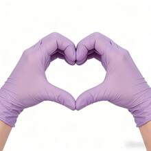 100/50/4PCS 浅紫色无粉、无乳胶、防水一次性丁腈手套，适用于家庭清洁、美发、美容院等。 - 淺紫色 - 查看 9