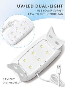 XEIJAYI 6 piezas Lámpara de uñas blanca mini, Secador de uñas UV/LED, Luz de curado de uñas de gel portátil alimentada por micro USB para uso doméstico - Blanco - Ver 5