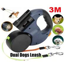 360° Tangle-Free Retractable Dual Dog Leash 3M Double Lead For Training Walking Two Dogs - Blue - View 2