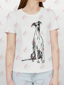 Whippet Dog Heavyweight Unisex T-Shirt - 白色 - 查看 1