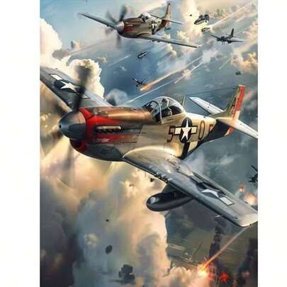 1pc [30*40cm/11.8*15.7in]5D Acrylic Diamond Painting Kit, Airplane Pattern, Suitable For Adult Beginners DIY Mosaic Diamond Art, Full Drill Handmade DIY Diamond Painting, Suitable For Living Room, Bedroom, Office Wall Decor Hanging Painting, Surprise Art Home Decor Gift For Family And Friends, Frameless