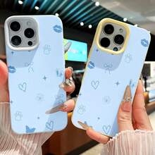 Estuche para teléfono con patrón de mariposa de conejito Compatible con estuches para teléfonos   17  16 Pro Max  15 Pro Max  13 y  12 Diseño de TPU de cobertura total a prueba de golpes Impermeable a prueba de caídas y rayones Un regalo encantador para familiares, amigos y seres queridos - Azul - Ver 4